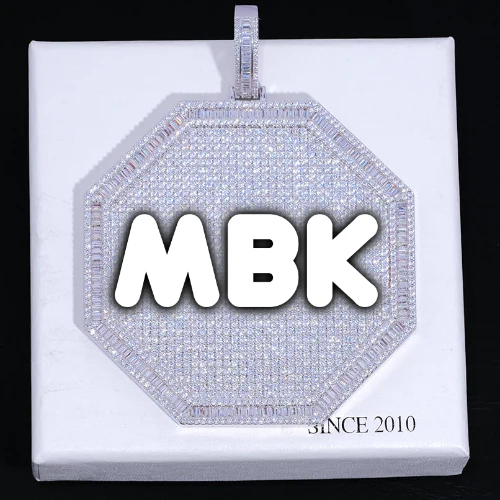 CUSTOM LETTER NECKLACE 3D BIG OCTAGON