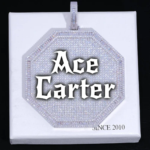 CUSTOM LETTER NECKLACE 3D BIG OCTAGON