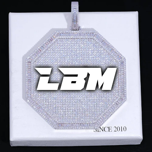 CUSTOM LETTER NECKLACE 3D BIG OCTAGON