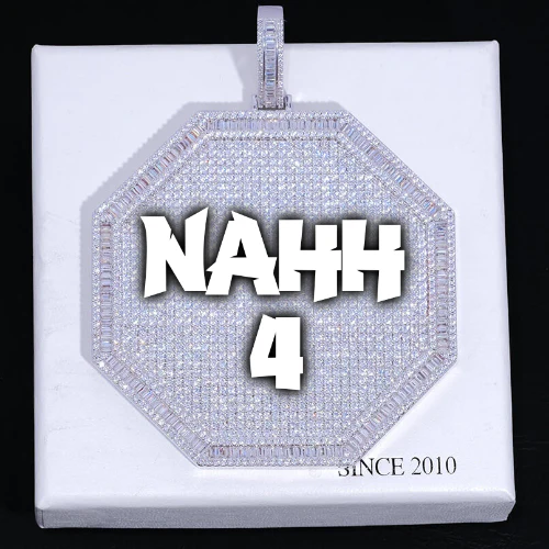 CUSTOM LETTER NECKLACE 3D BIG OCTAGON