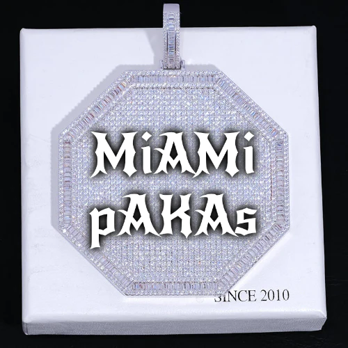 CUSTOM LETTER NECKLACE 3D BIG OCTAGON