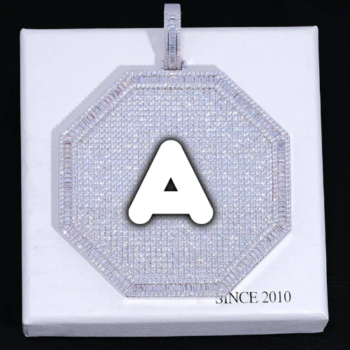 CUSTOM LETTER NECKLACE 3D BIG OCTAGON
