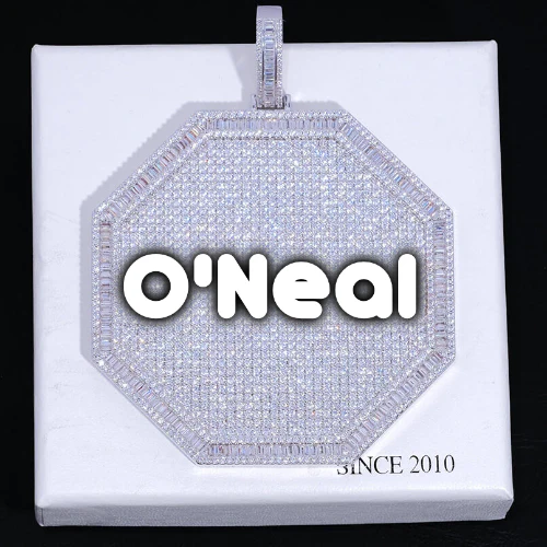 CUSTOM LETTER NECKLACE 3D BIG OCTAGON