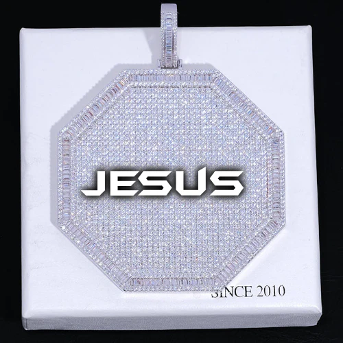 CUSTOM LETTER NECKLACE 3D BIG OCTAGON