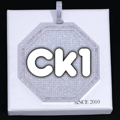 CUSTOM LETTER NECKLACE 3D BIG OCTAGON