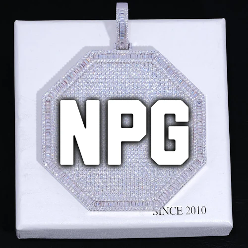 CUSTOM LETTER NECKLACE 3D BIG OCTAGON