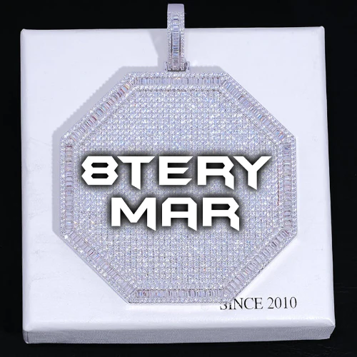 CUSTOM LETTER NECKLACE 3D BIG OCTAGON