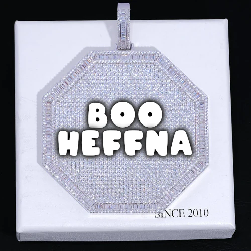 CUSTOM LETTER NECKLACE 3D BIG OCTAGON