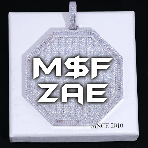 CUSTOM LETTER NECKLACE 3D BIG OCTAGON