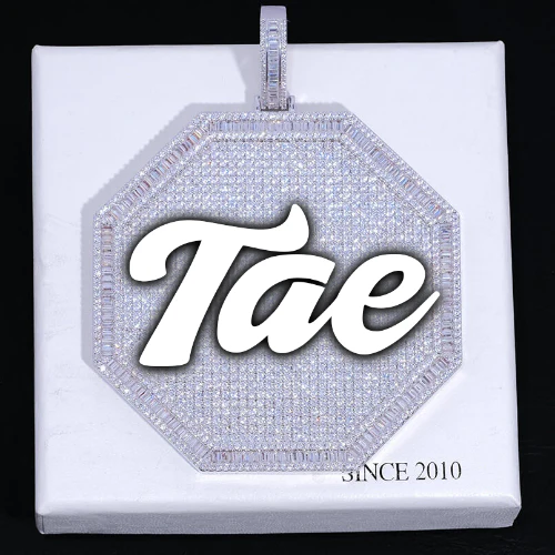 CUSTOM LETTER NECKLACE 3D BIG OCTAGON