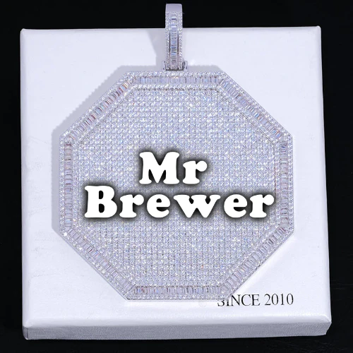 CUSTOM LETTER NECKLACE 3D BIG OCTAGON