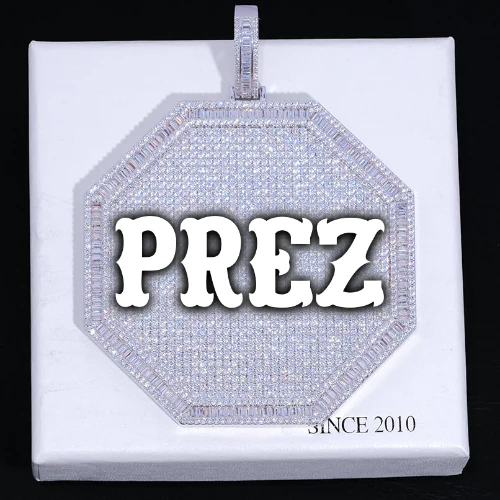 CUSTOM LETTER NECKLACE 3D BIG OCTAGON