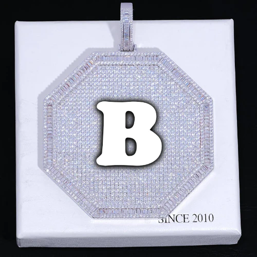 CUSTOM LETTER NECKLACE 3D BIG OCTAGON