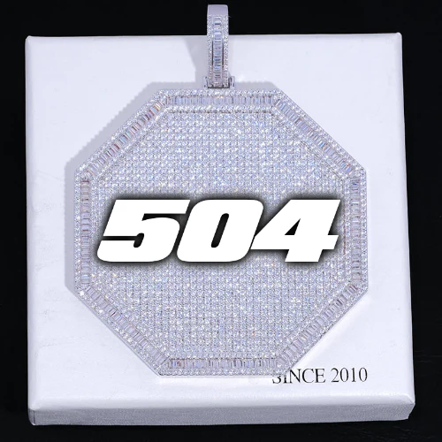 CUSTOM LETTER NECKLACE 3D BIG OCTAGON