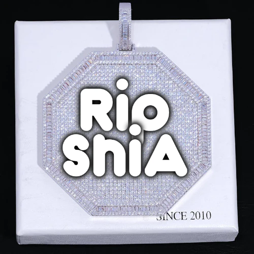 CUSTOM LETTER NECKLACE 3D BIG OCTAGON