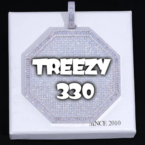 CUSTOM LETTER NECKLACE 3D BIG OCTAGON