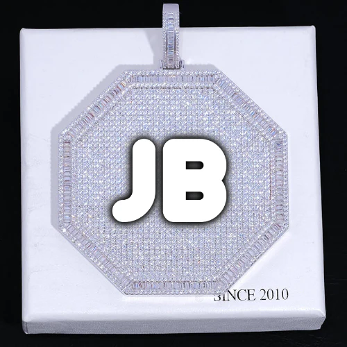CUSTOM LETTER NECKLACE 3D BIG OCTAGON
