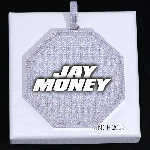CUSTOM LETTER NECKLACE 3D BIG OCTAGON