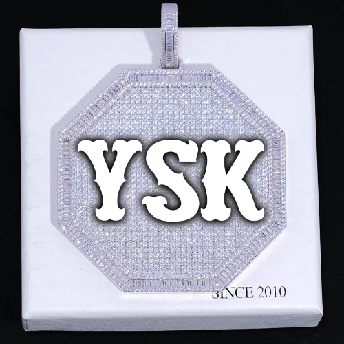 CUSTOM LETTER NECKLACE 3D BIG OCTAGON