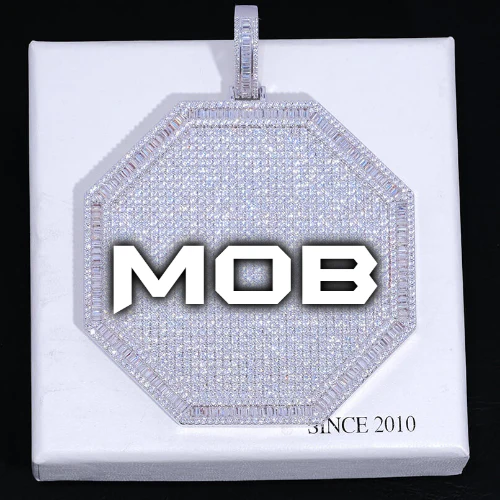 CUSTOM LETTER NECKLACE 3D BIG OCTAGON