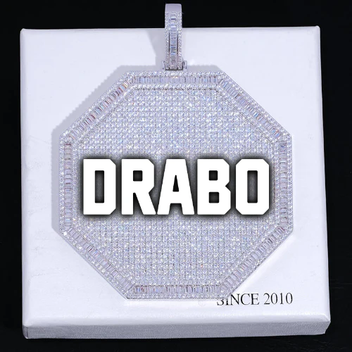 CUSTOM LETTER NECKLACE 3D BIG OCTAGON