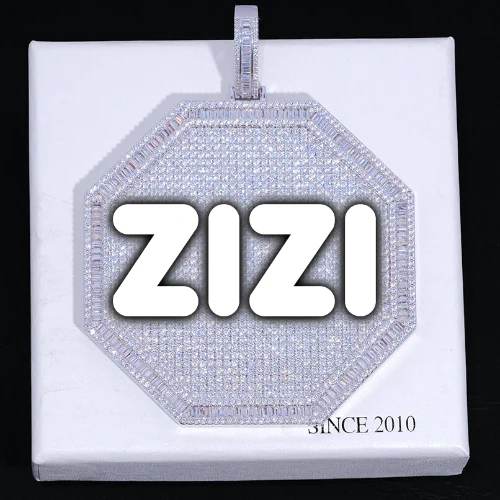 CUSTOM LETTER NECKLACE 3D BIG OCTAGON