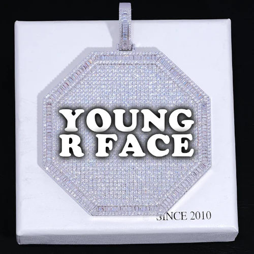 CUSTOM LETTER NECKLACE 3D BIG OCTAGON