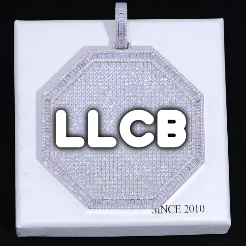 CUSTOM LETTER NECKLACE 3D BIG OCTAGON