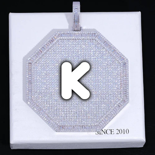CUSTOM LETTER NECKLACE 3D BIG OCTAGON