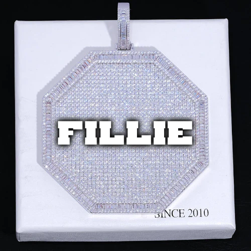 CUSTOM LETTER NECKLACE 3D BIG OCTAGON