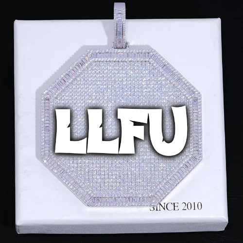 CUSTOM LETTER NECKLACE 3D BIG OCTAGON
