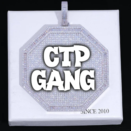 CUSTOM LETTER NECKLACE 3D BIG OCTAGON