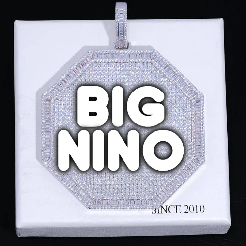 CUSTOM LETTER NECKLACE 3D BIG OCTAGON