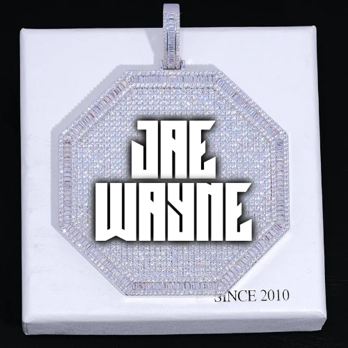 CUSTOM LETTER NECKLACE 3D BIG OCTAGON