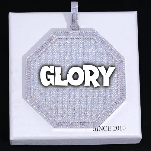 CUSTOM LETTER NECKLACE 3D BIG OCTAGON