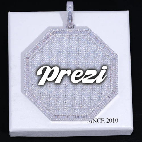 CUSTOM LETTER NECKLACE 3D BIG OCTAGON