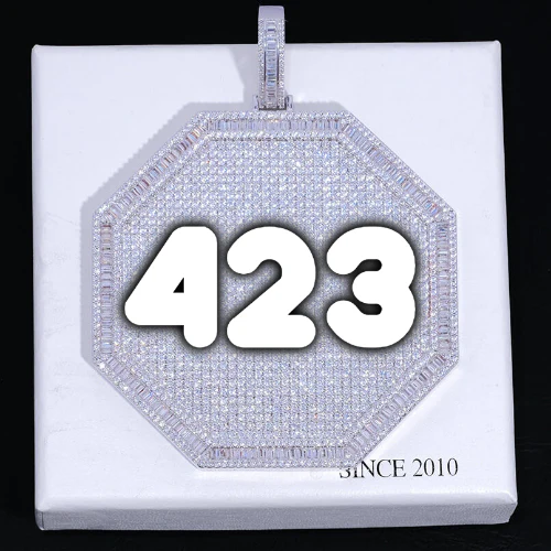 CUSTOM LETTER NECKLACE 3D BIG OCTAGON