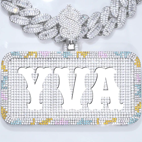 CUSTOM LETTER NECKLACE 3D COLORFUL SQUARE