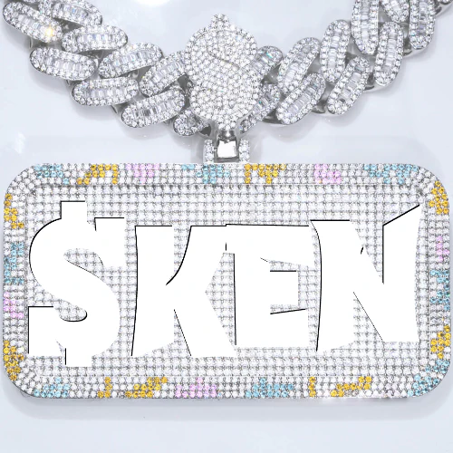 CUSTOM LETTER NECKLACE 3D COLORFUL SQUARE