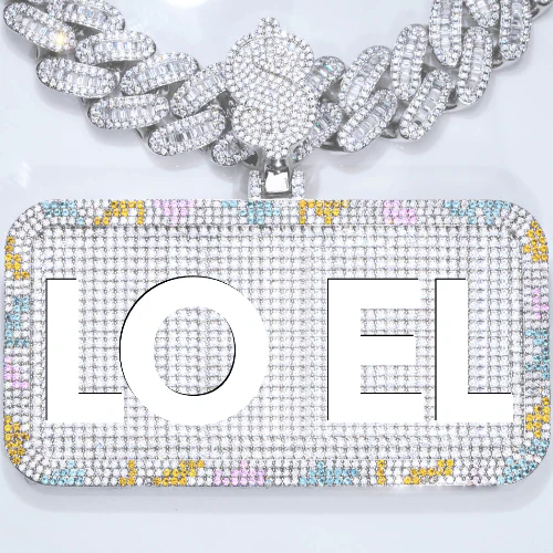 CUSTOM LETTER NECKLACE 3D COLORFUL SQUARE