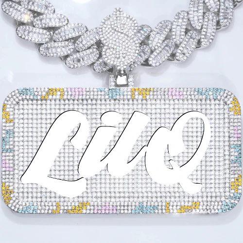 CUSTOM LETTER NECKLACE 3D COLORFUL SQUARE
