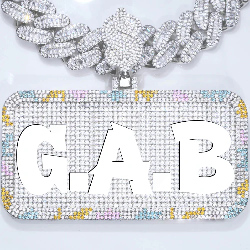 CUSTOM LETTER NECKLACE 3D COLORFUL SQUARE