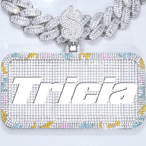 CUSTOM LETTER NECKLACE 3D COLORFUL SQUARE