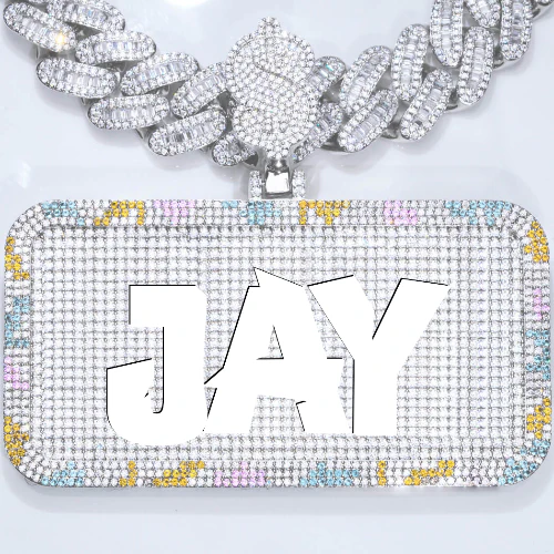 CUSTOM LETTER NECKLACE 3D COLORFUL SQUARE