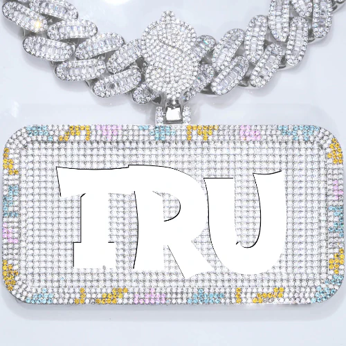 CUSTOM LETTER NECKLACE 3D COLORFUL SQUARE