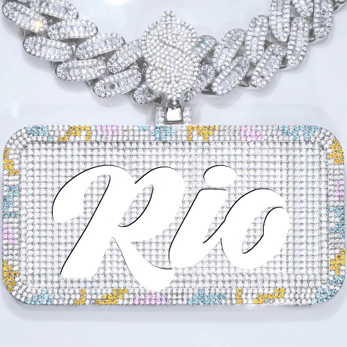 CUSTOM LETTER NECKLACE 3D COLORFUL SQUARE
