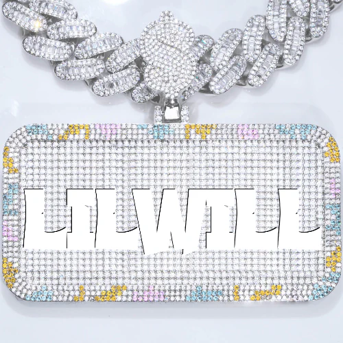 CUSTOM LETTER NECKLACE 3D COLORFUL SQUARE