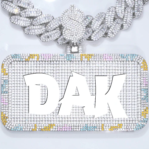 CUSTOM LETTER NECKLACE 3D COLORFUL SQUARE