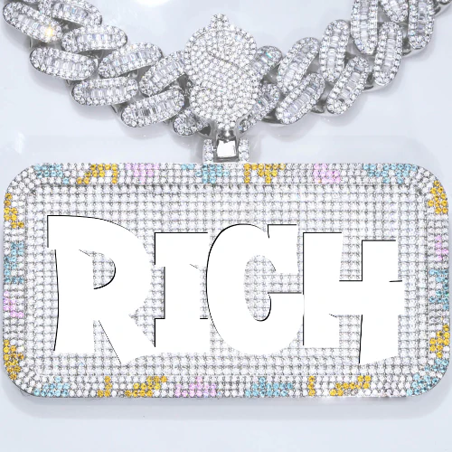 CUSTOM LETTER NECKLACE 3D COLORFUL SQUARE