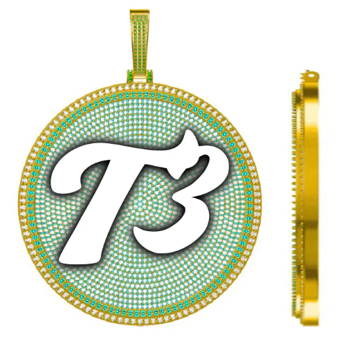 CUSTOM LETTER NECKLACE 3D BIG DISC